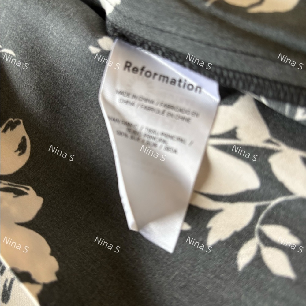 Reformation Black and Cream Floral Slip Midi Dress - Picture 5 of 6